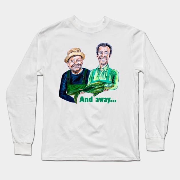 Caricatures of Bob Mortimer and Paul Whitehouse - Gone Fishing Long Sleeve T-Shirt by smadge